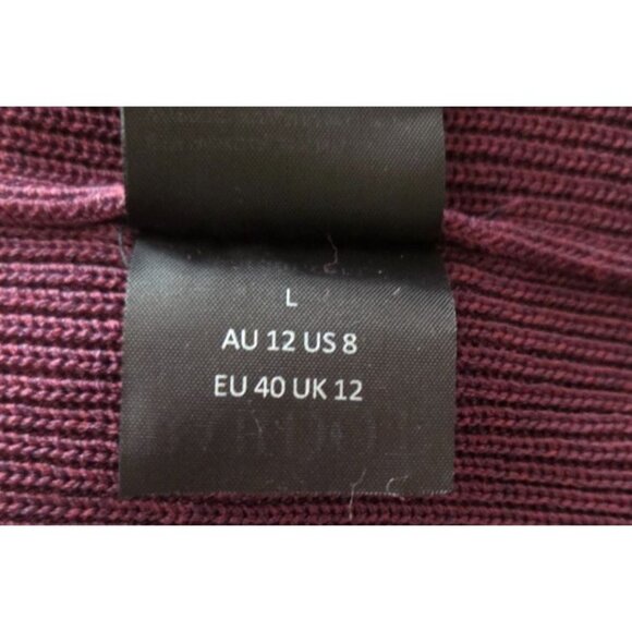 Bardot Santi Backless Sweater Dress Midi Long Sleeve Burgundy Rib Knit size US 8 - Picture 5 of 9